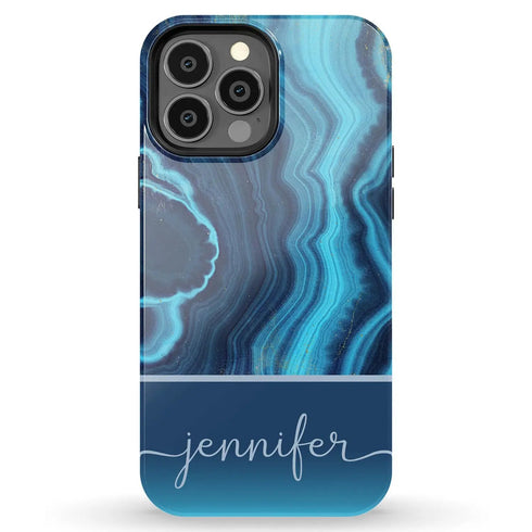Blue Agate Custom Name iPhone Case